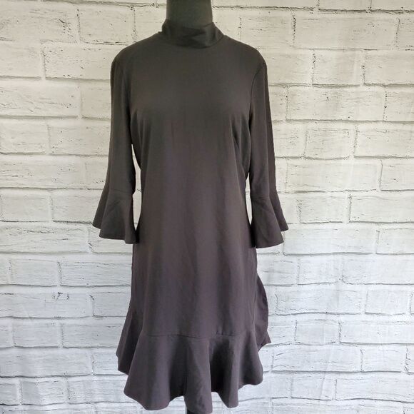 Chelsea28 ruffle sleeve black shift dress - Picture 4 of 8